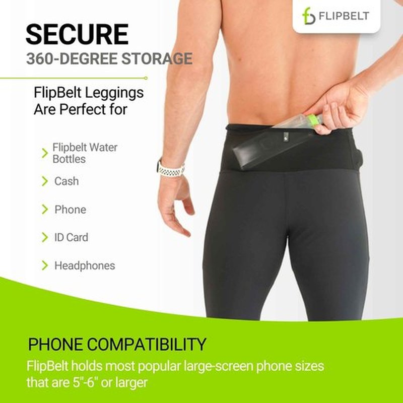 FlipBelt Men's Thermal Compression Pants - Black - S