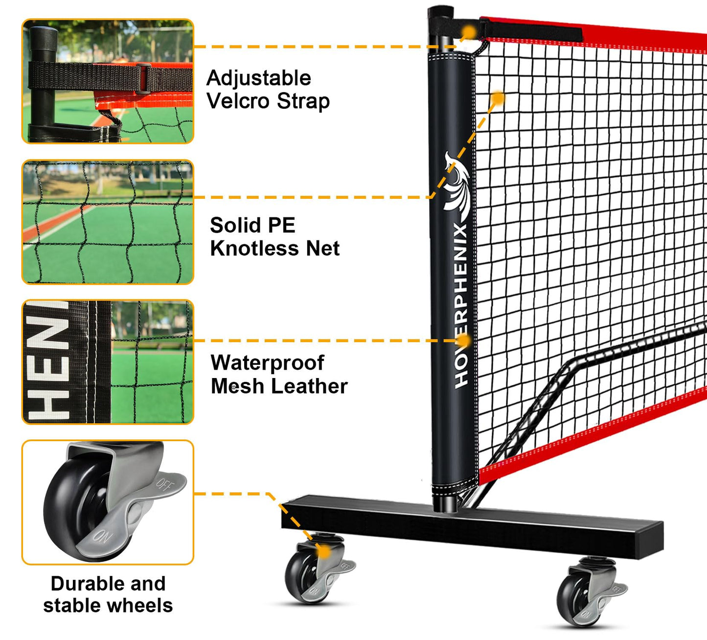 Portable Pickleball Net with Wheels, 22FT Regulation Size Pickle ball Net with Pickleballs, Carry Bag for Home, Driveway, Backyard, Indoor or Outdoor