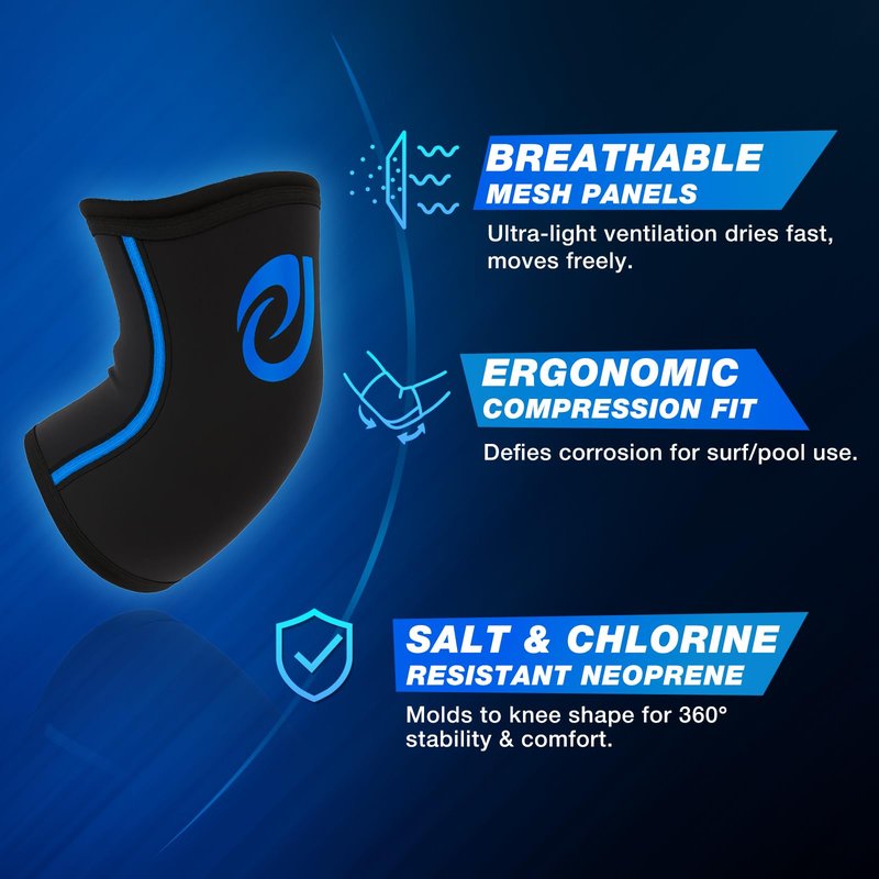 Nvorliy AquaFlex Pro Elbow Brace, Compression Elbow Sleeve for Swimming, Aquatic, Sailing, Scuba Diving, Surfing, Paddle Boarding, Kayaking & Injury Recovery – Supports Women & Men (Medium)
