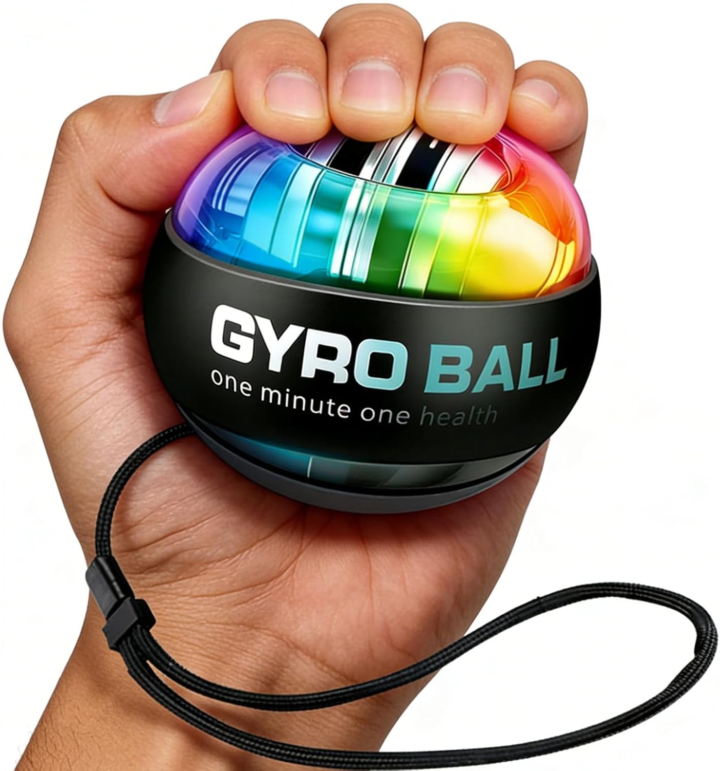 Curaball Torque Ball - LED Gyro Hand Exerciser with Portable Case | Grip Strength Trainer for Arms & Muscles