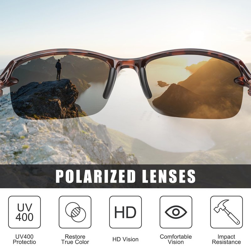 JIM HALO Polarized Sport Sunglasses for Men Women, Wrap Around Sun Glasses for Hiking Cycling Running Fishing UV400, Grey