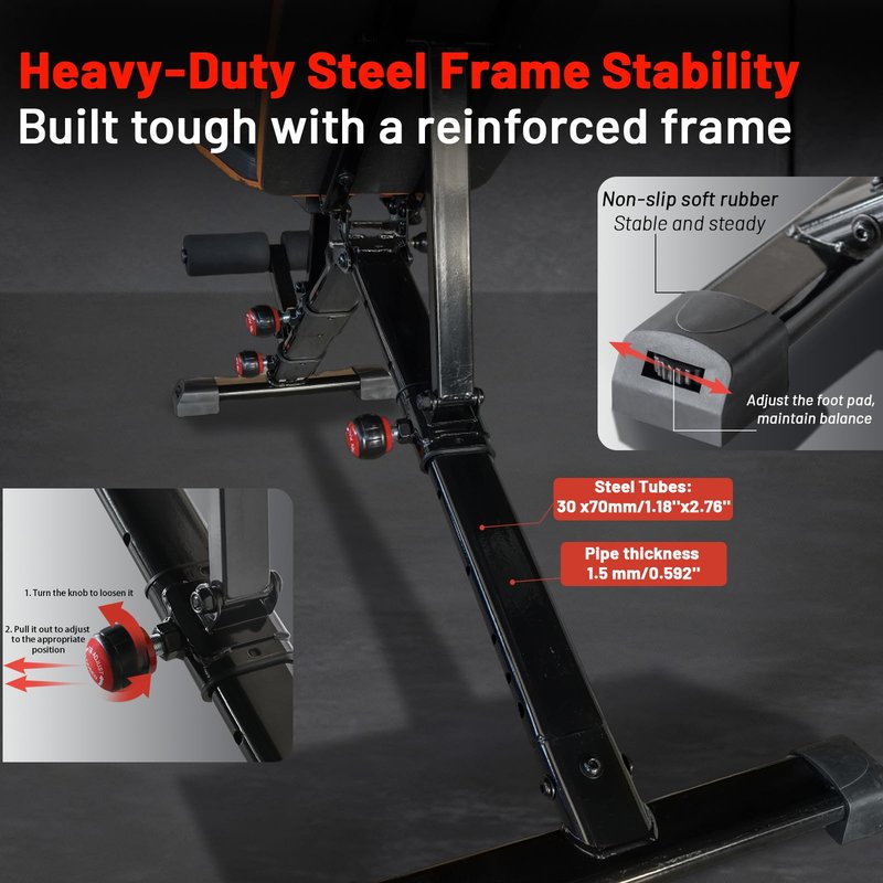 Adjustable Workout Bench for Home Gym – Foldable Weight Bench Incline Decline Flat for Full Body Strength Training | Compact Exercise Bench for Dumbbell & Fitness Workouts by Energi Core