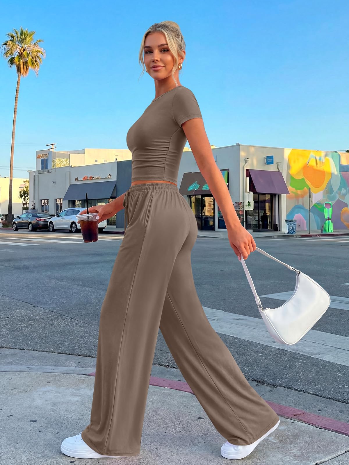 Trendy Queen Womens Plus Size 2 Two Piece Set 2026 Summer Workout Beach Vacation Cruise Gym Clothes Spring Fashion Lounge Matching Comfy Airport Travel Outfit Fitness Athleisure‌ Clothing