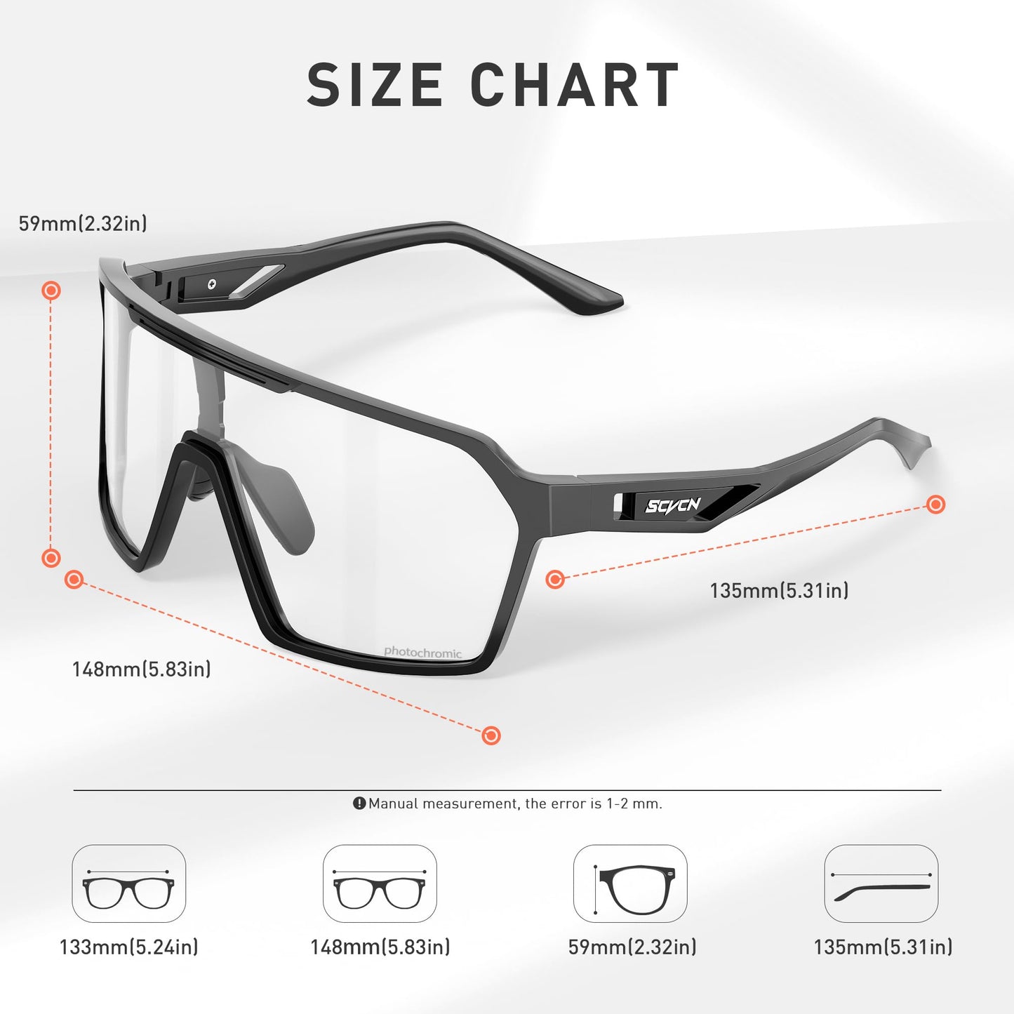 SCVCN Photochromic Cycling Glasses Men Women Clear Mountain Bike Sunglasses Sports Baseball Riding MTB S327