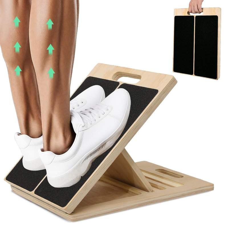 Portable Slant Board for Calf Stretching, 350 Lbs Weight Capacity, Adjustable Wooden Incline Board for Calf Stretcher, Physical Therapy Equipment for Leg, Knees, Heel, Ankle (Black)
