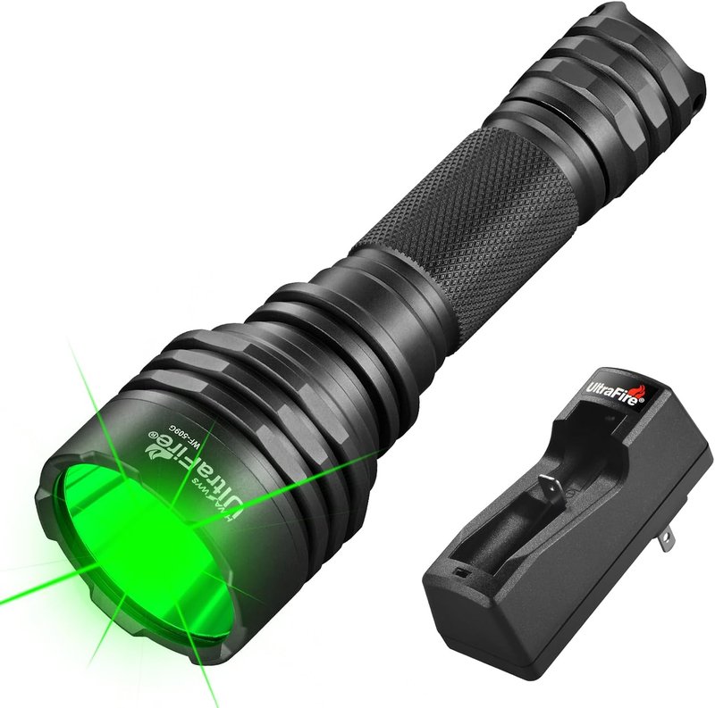 10W Green Hunting Flashlight - Ultra Bright LED Tactical Light for Night Hunting | 273-Yard Range, Single Mode