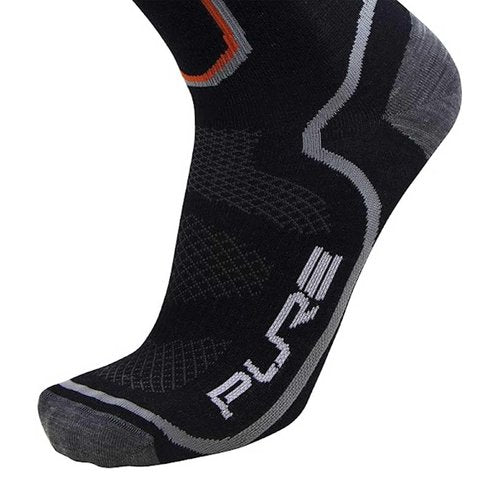 Pure Athlete Ultra Light Ski Socks – Thin Premium Merino Wool Skiing for Men, Women – Snowboard (Large, 3 Pairs - Black)