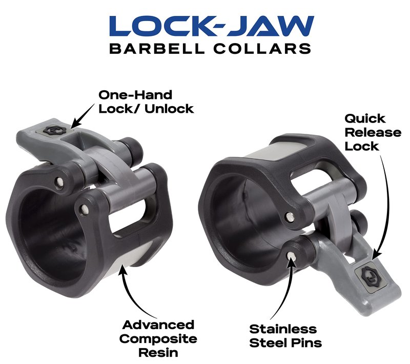 Lock-Jaw Barbell Collars HEX Olympic Barbell Clamps 2 Pcs – Heavy Duty Bar Clamps for 2” & 50mm Olympic Bars – Secure Weight Bar Clamps for Strength Training & Home Gym Accessories – Blue