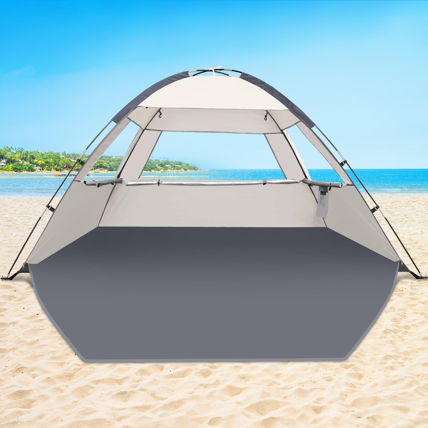 COMMOUDS Beach Tent Sun Shelter for 3/4/6/8 Person, UPF 50+ UV Protection Beach Shade Canopy Tent, Lightweight, Easy Set Up and Carry