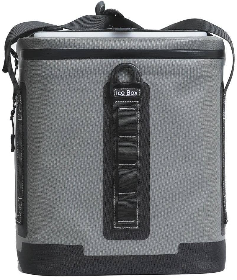 Insulated 21-Quart Nylon Ice Box Cooler - Waterproof Design with Shoulder Strap & Grab Handles | Black