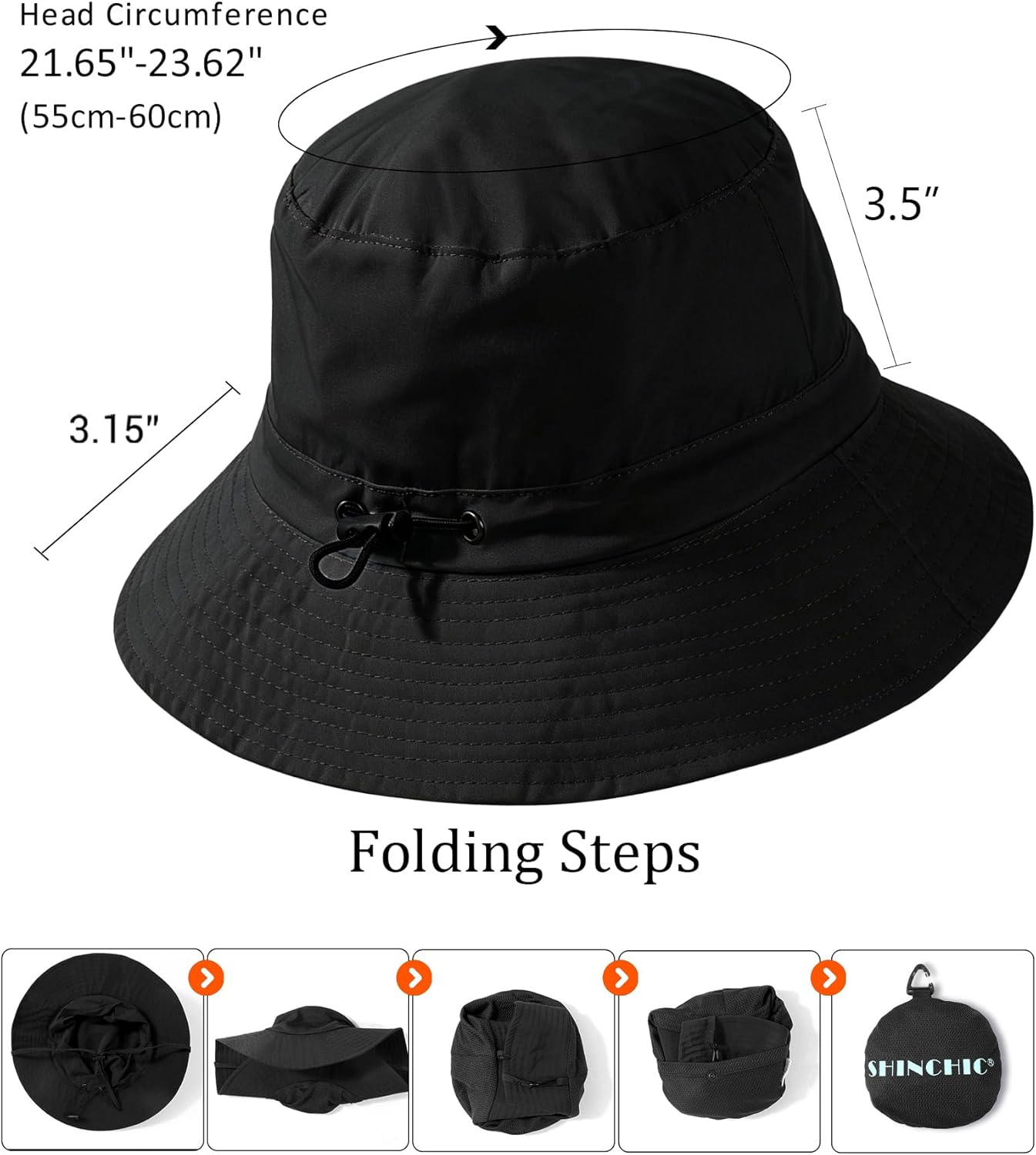 Water-Resistant UPF 50+ Bucket Hat | Lightweight Packable Boonie for Men & Women - Perfect for Summer Hiking