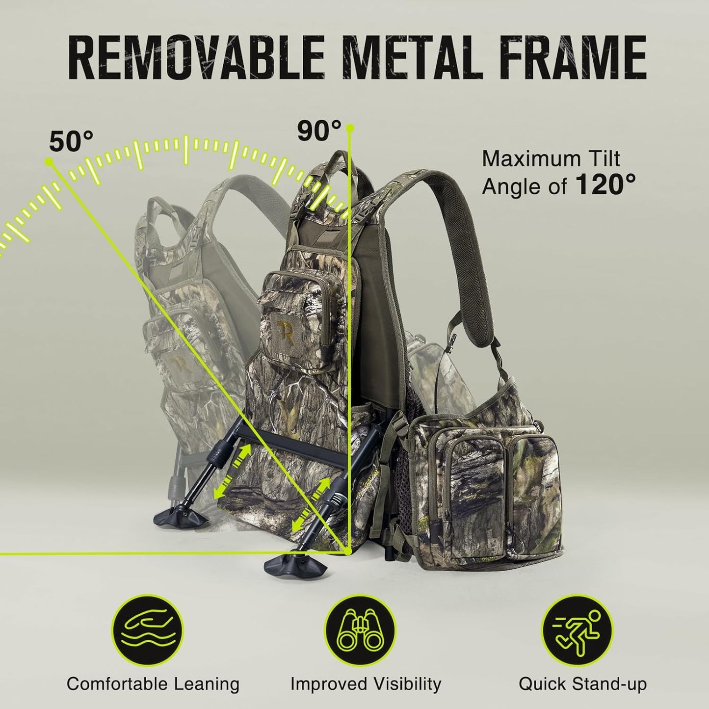 Turkey Hunting Vest with Frame & Seat - Camo, Memory Foam Cushion, Multi-Pocket Storage | Adjustable Lightweight Gear for Men & Women