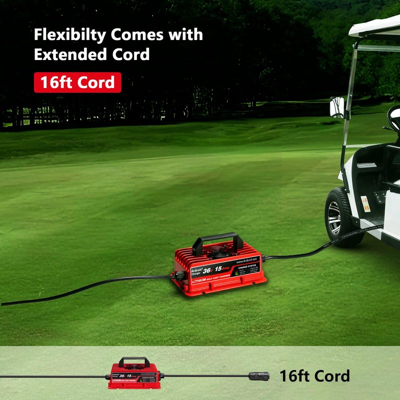 36V Lithium Battery Charger, 43.8V 15A Fast Charging for Golf Cart, IP67 Waterproof, 36 Volt 15 Amp Lithium Charger, Fully Automatic Smart Charging