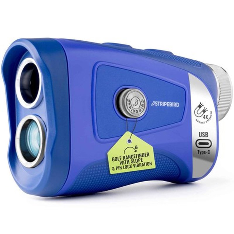 Stripebird - Pro Tour Golf Rangefinder with Slope (Blue) - Range Finder Golf with Ultra-Strength Magnet - Laser Rangefinder w/Slope Technology & Flag Pole Lock Vibration - Golf Range Finder