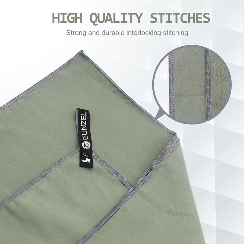 Quick Dry Camping Towel - Microfiber Travel Towel Set | Fast Drying, 3 Sizes, Army Green