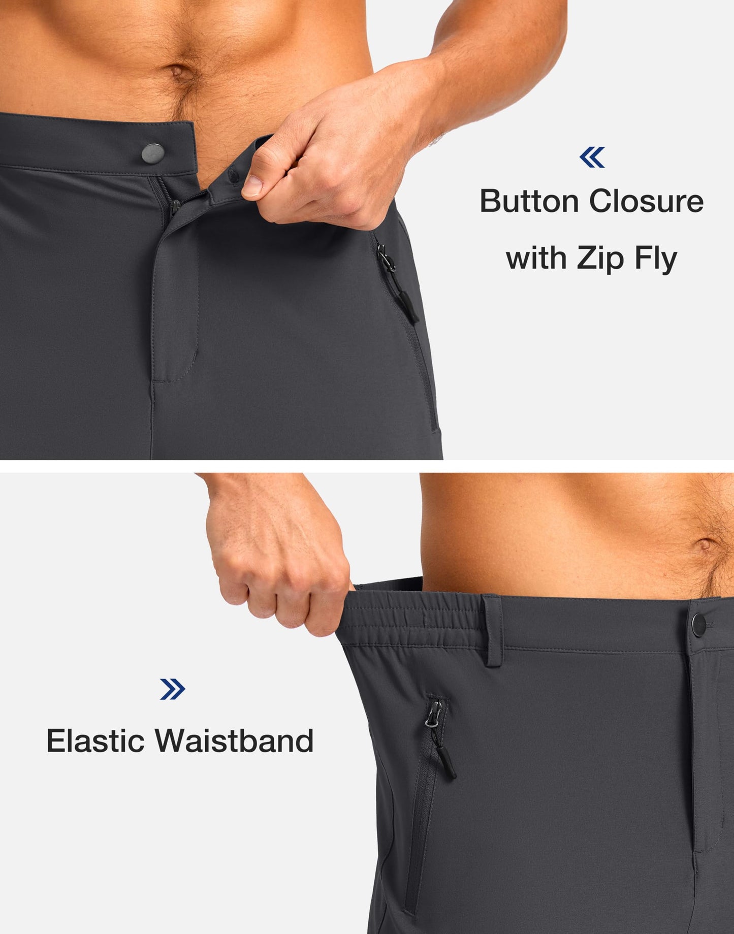 Pudolla Men's Hiking Shorts 11" Lightweight Cargo Work Shorts for Men Summer Travel Golf Casual Outdoor with 5 Pockets(Deep Grey Medium)