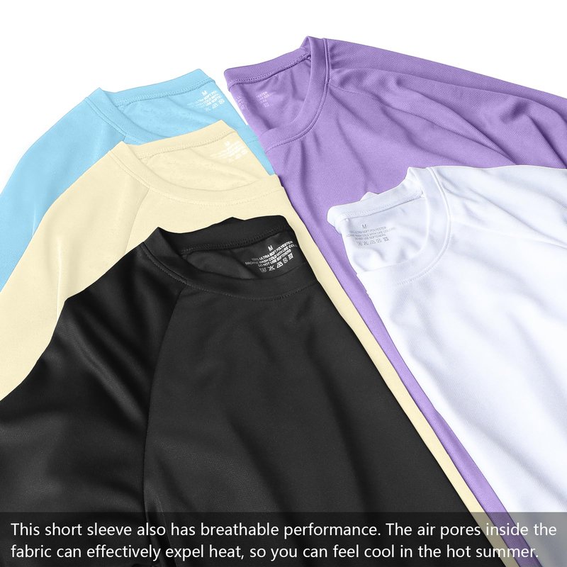 HovSiyla 5 Pack Running Shirts Men Sport Tops Dry Fit Gym Wicking Athletic T Shirts Breathable Cool Workout Shirts Black White Purple Almond Haze-Blue X-Large
