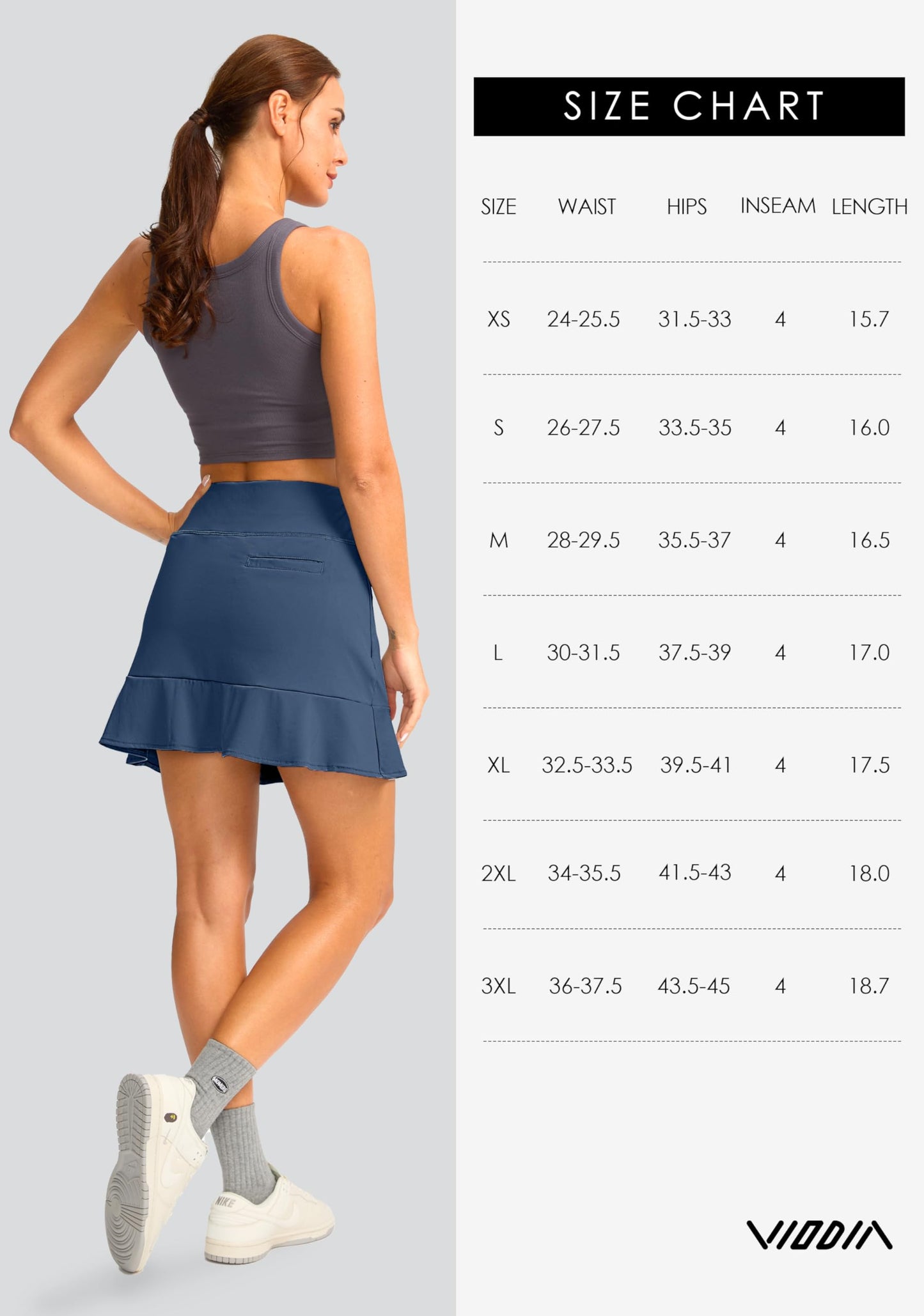 Viodia 16" Golf Skorts for Women High Waisted Tennis Skirt Athletic Skorts Skirts for Women Built-in Shorts with 5 Pockets White M