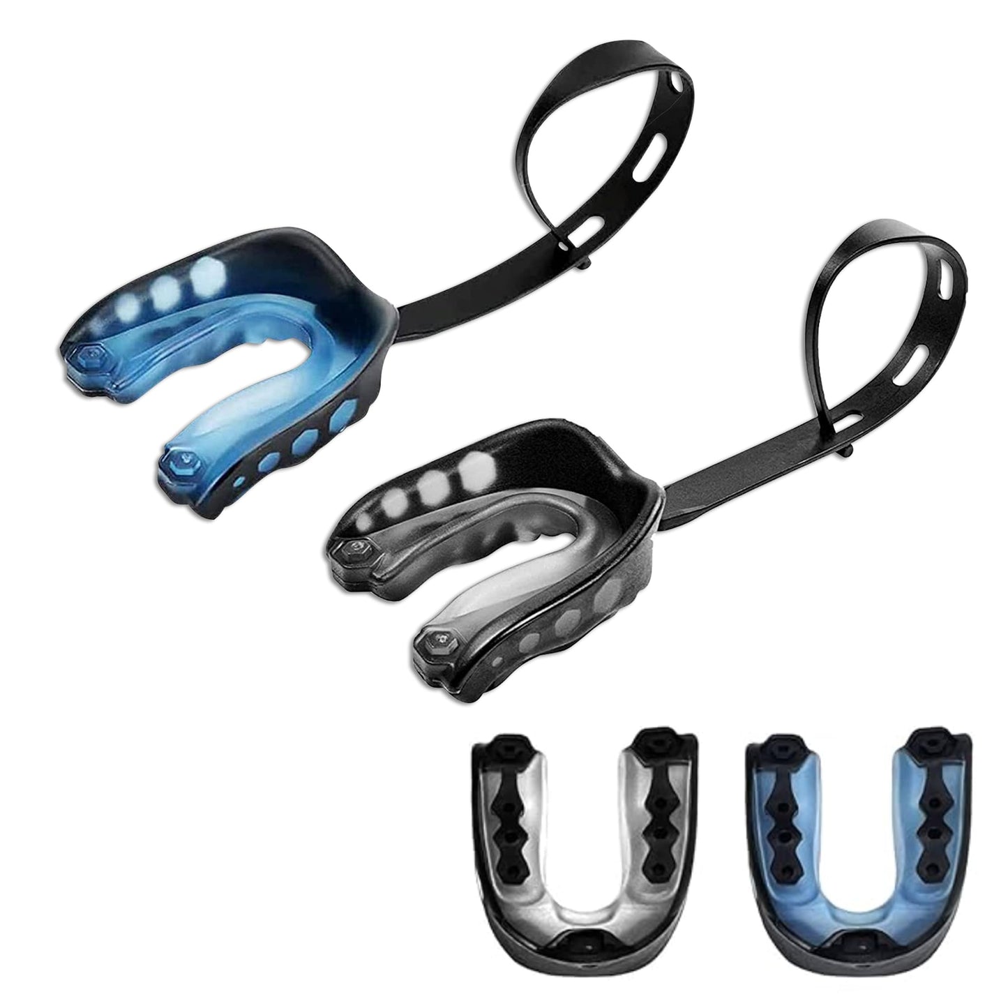 2 Pack Football MouthGuard with Straps and Case,Kid Mouth Guard Youth Football Mouthpiece,Kid Sports Mouth Guard for Boxing, Basketball, MMA, Lacrosse,Hockey,MouthGuard for Kid&Youth