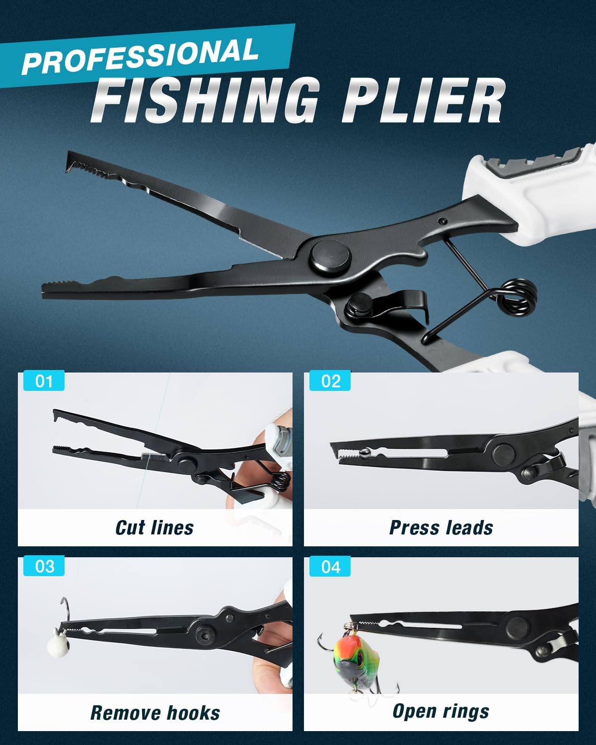 Ghosthorn Fishing Rod and Reel Combo Carbon Fiber Telescopic Fishing Pole Carrier Bag Portable Kit Saltwater Freshwater (Fishing kit with plier&Lip Gripper, 2.4m 8ft)