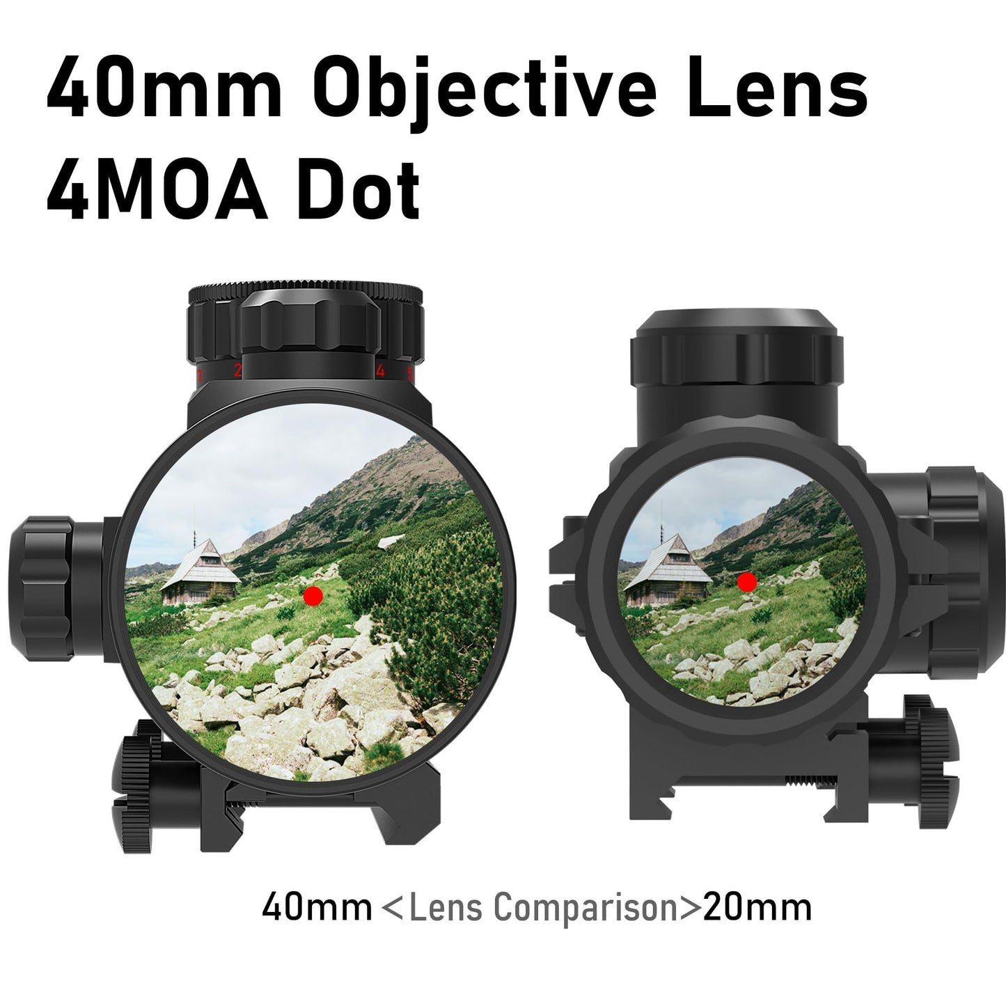UUQ 1x40mm Reflex Sight, 4MOA Red&Green Dot Sight, Waterproof and Shockproof Gun Sight with 5-Level Brightness, Fits 20mm Rails