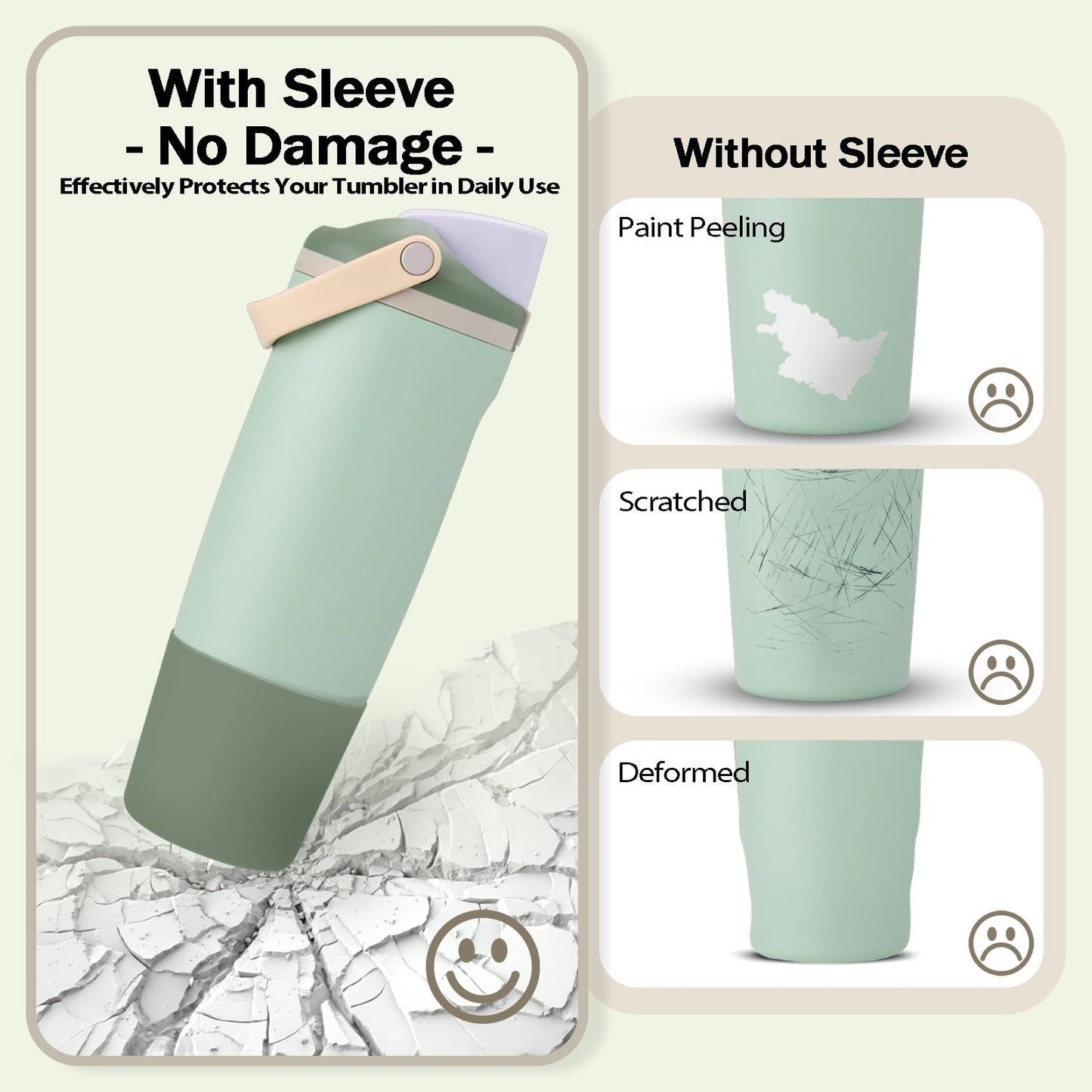 Kaitiaki 2PCS Silicone Higher Boot for Owala 40oz 30oz FreeSip Sway Tumblers, Protective Anti-Slip Bottle Bottom Sleeve Accessories Fits Most Car Cup Holder, BPA-Free(Eucalyptus)