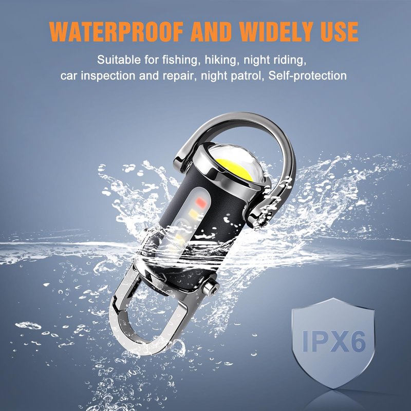 Ciwuzxs Keychain Flashlights Rechargeable, 800 Lumens EDC Mini Flashlights, All-Metal Body COB Keychain Light, Bright Small flashlights Powerful for Work, Walking, Searching and Hiking(Black)