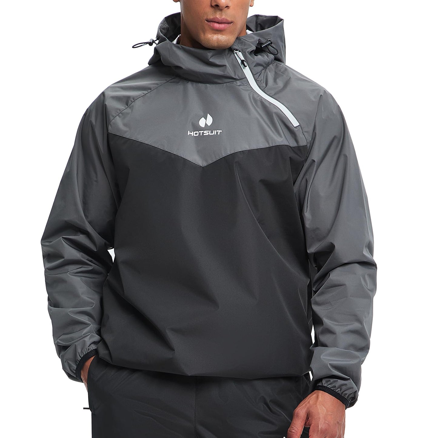 HOTSUIT Sauna Suit Men Weight Loss Gym Exercise Sweat Suits Workout Jacket, Gray, M