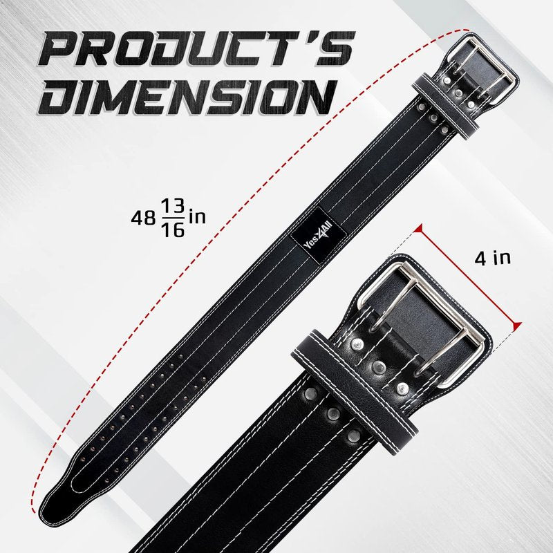 Yes4All Leather Weightlifting Belt - Premium 100% Genuine Leather Gym Belt for Heavy Lifting, Squats, Deadlifts, and More - Unisex Design