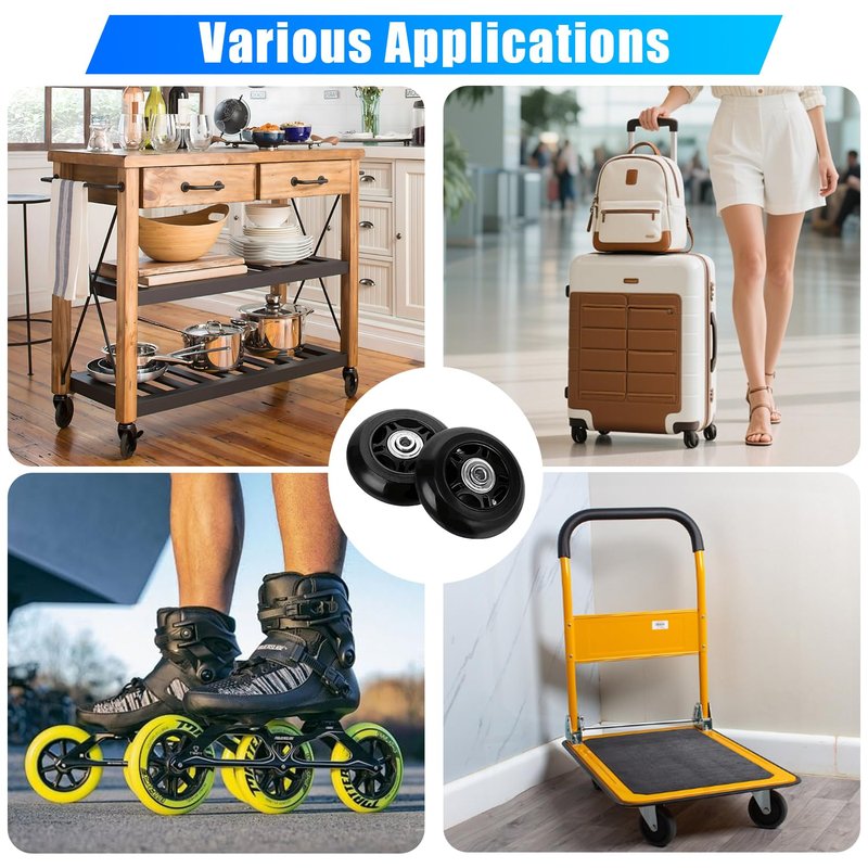 Bntyok 2 Pcs Luggage Replacement Wheels 75x24mm Silent PU Wheel with 608 Bearings, Heavy Duty Repair Kit for Suitcase Travel Bag Rolling Luggage - Smooth Glide Durable ﻿