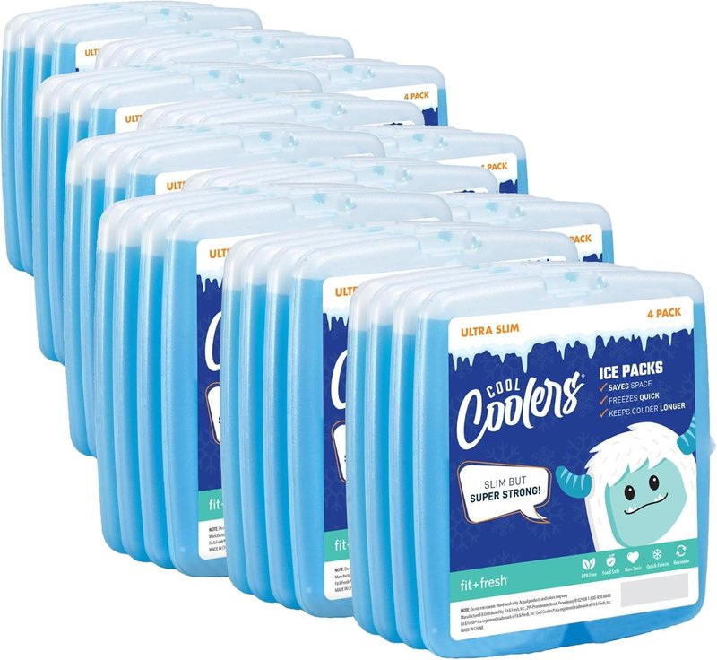 Slim Ice Packs for Lunch Boxes | Quick Freeze Reusable Coolers - Clear Blue (Pack of 48)