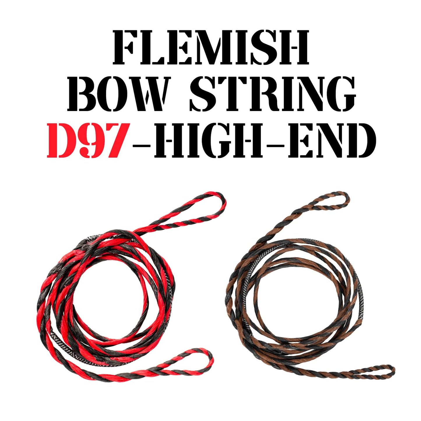 Deerseeker Flemish D97 Bow String Handmade Twist Bowstring 16 Strands 54-70in Fast Flight for Traditional Longbow Recurve Bow Replacement Archery Accessories (Red+Black, AMO 70"(Actual Length 66"))
