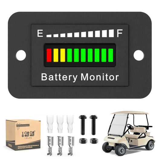 10L0L Universal Golf Cart Battery Meter - 12V-72V LED Voltage Indicator with IP65 Waterproof for Yamaha/Club Car/EZGO Carts, Motorcycles, Lawn Mowers & Industrial Vehicles (Lead Acid/Li-ion)