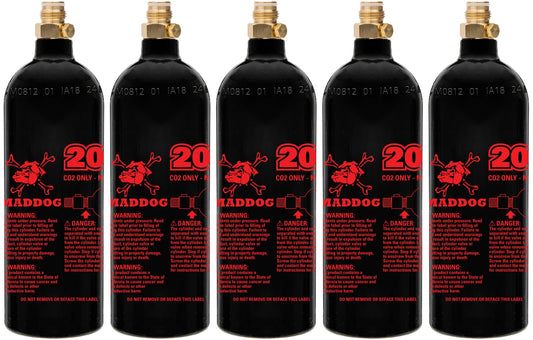 Maddog 20 Oz Refillable Aluminum CO2 Paintball Tank - Ships Empty - 5 Pack