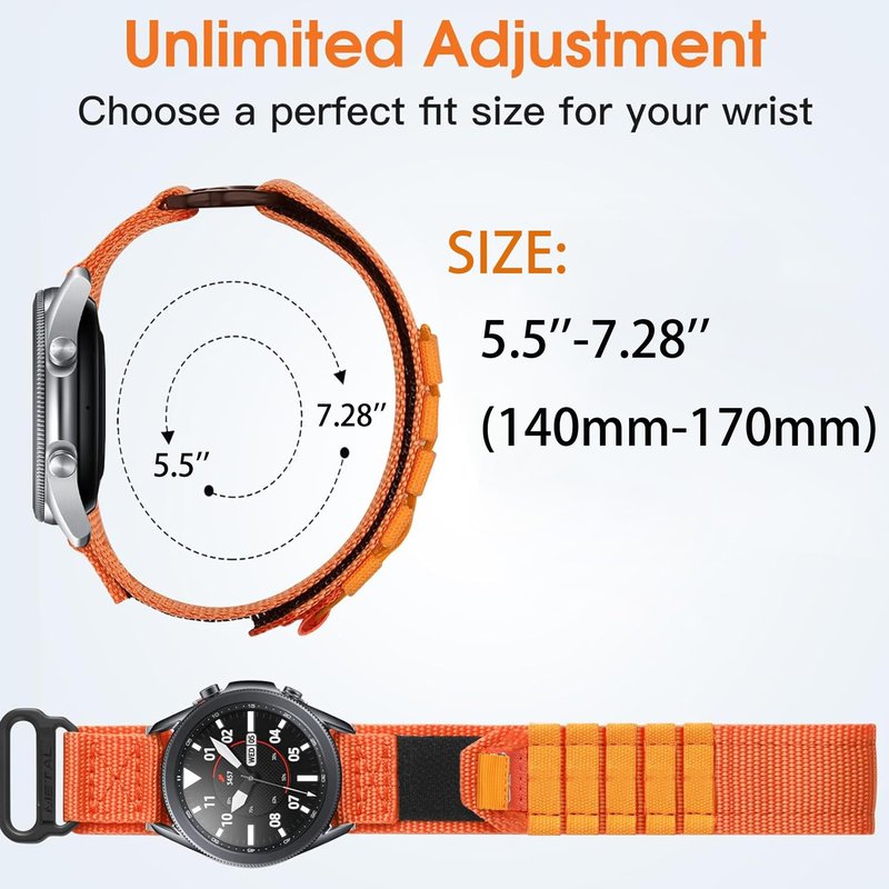 AMAZTIM Compatible Nylon Sports Strap - 22mm Woven Loop Design for M2/M3/C20 Pro/T2 & KOSPET Tank M2/M3/M3 Ultra/T2/T3/T3 Ultra & WalkerFit M2, M6 Ultra, M2 Pro (Cross Nylon-Orange)