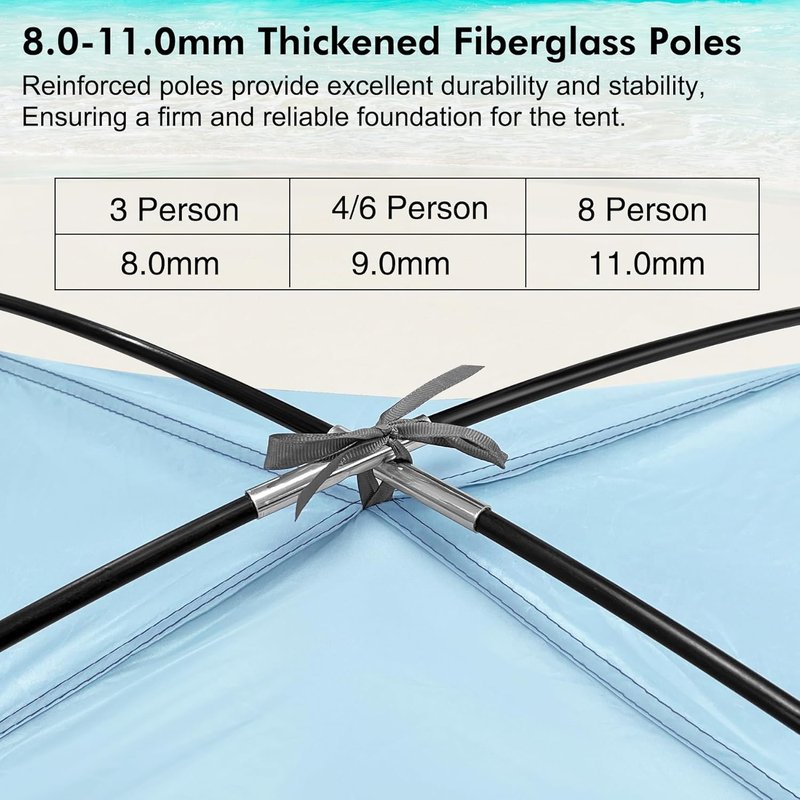 Beach Tent - Anti-UV Portable Sun Shade Shelter for 3-8 People | Extendable Floor, 3 Mesh Windows, Carrying Bag Included