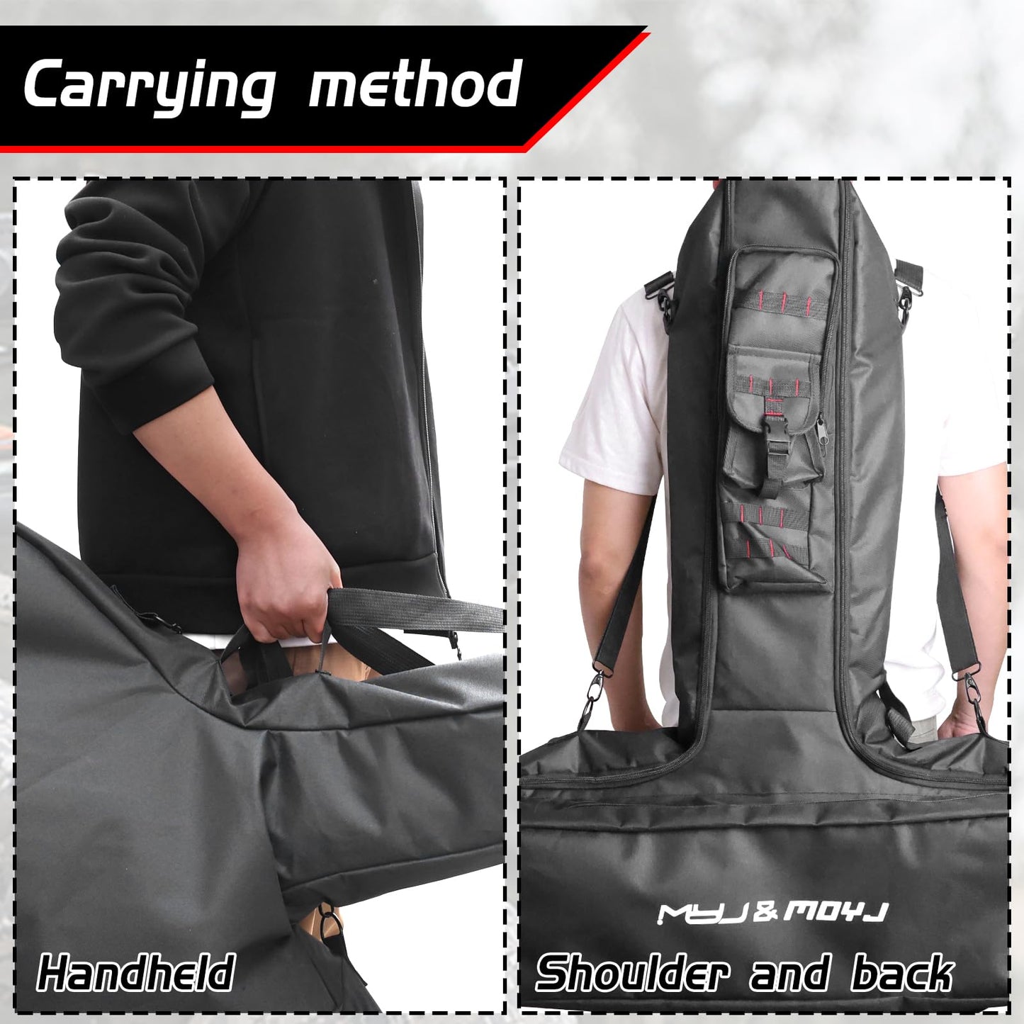 MOYJ Crossbow Case Multiple Pockets Soft Large Capacity T shape Cross bow Bag Outdoor Hunting Backpack Straps Adjustable Storage Crossbow Bag