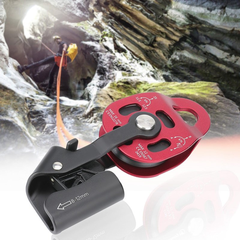Alomejor 25KN Climbing Pulley Outdoor Rope Pulleys 7075 Aviation Aluminum Heavy Duty Rock Pulleys of Single Swivel Climbing/Aloft Work/Rescue/Rappelling/Etc
