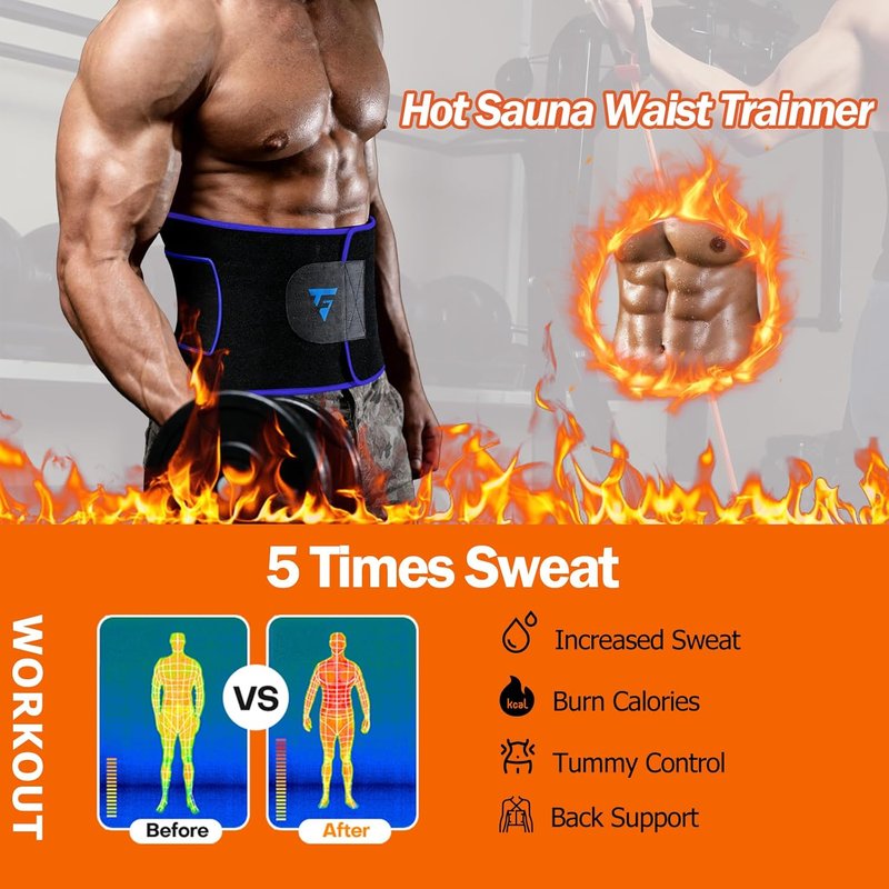 Waist Trimmer Belt for Men & Women - Sweat Band for Effective Stomach Weight Loss Workouts | Adjustable Fit