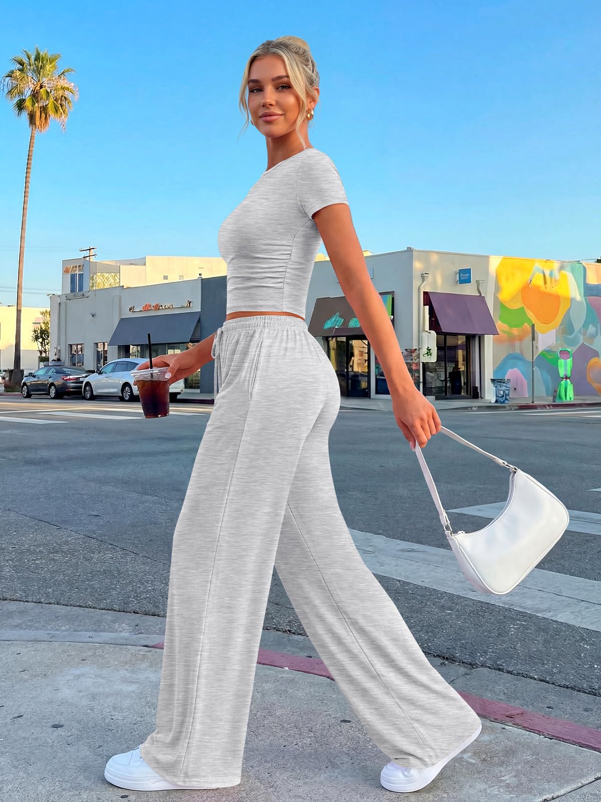 Trendy Queen Womens 2 Two Piece Set 2026 Summer Workout Vacation Gym Clothes Spring Fashion Lounge Matching Airport Travel Outfit Resort Wear Fitness Athleisure Clothing
