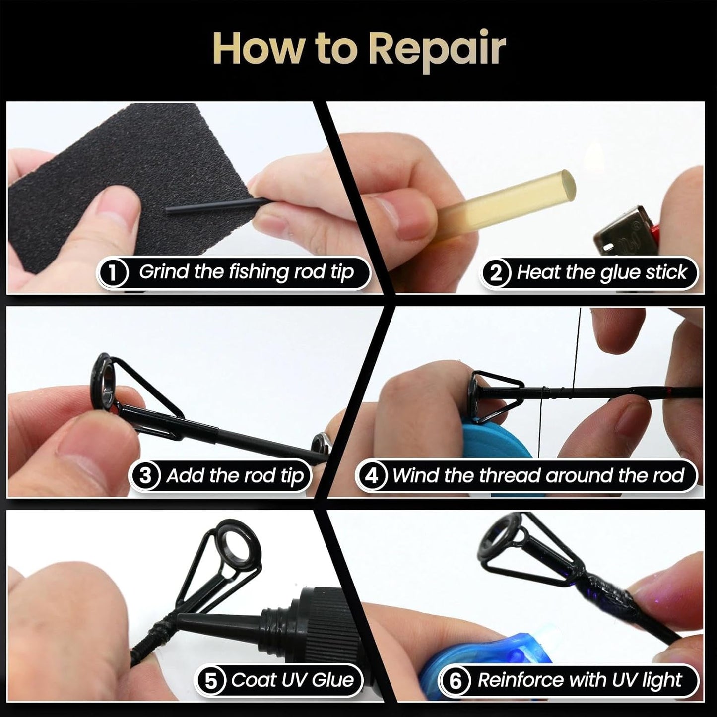 Fishing Rod Tip Repair Kit - Stainless Steel & Ceramic Guides | 20/60/70/90/230pcs Replacement Eyelets