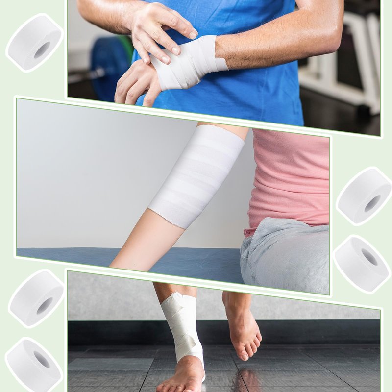 Threlaco 24 Pack Athletic Porous Tape 1" Wide x 10 Yards Standard Porous Medical Adhesive White Athletic Sports Wrist Ankle Tape for Stabilizing Supporting Muscles Gymnastics Boxing Climbing