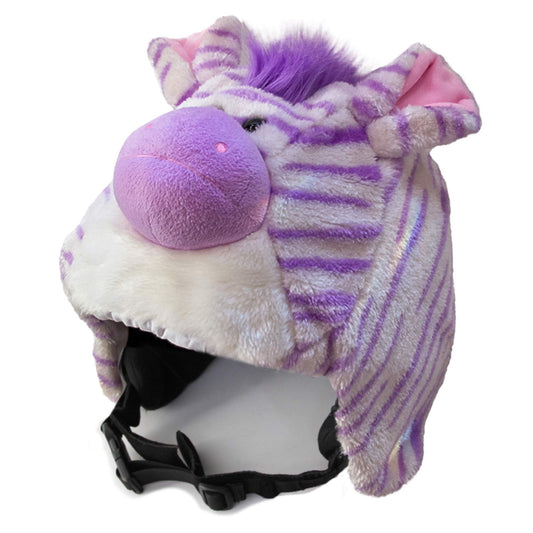 crazeeHeads Plush Helmet Covers - Great for Skiing, Snowboarding, Winter Fun, Girls & Boys Accessories, Cool Animal Helmets Cover for Kids and Adults (Zoe The Zebra)