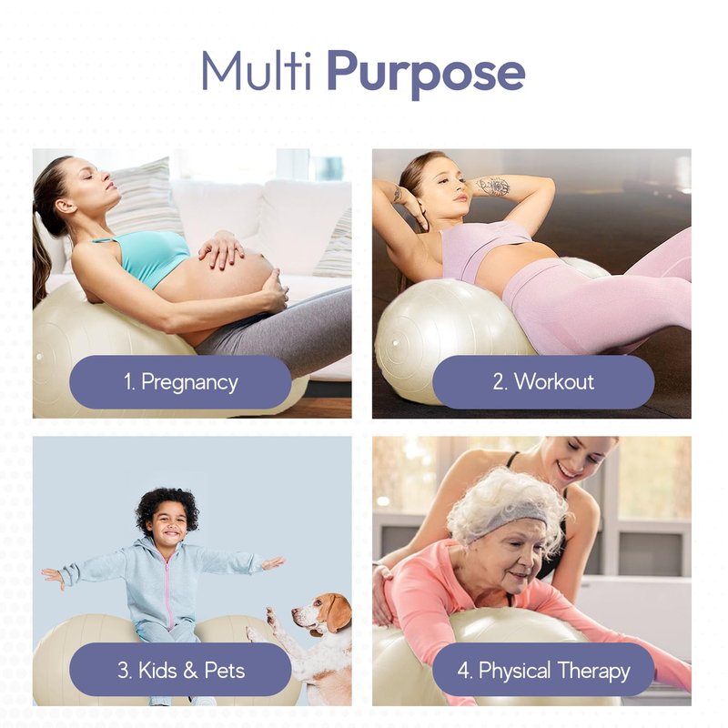 Peanut Ball Labor - Durable and Thick Birthing Ball for Pregnancy - Peanut Ball Pregnancy for Labor - Antiburst Birth Ball - Labor Ball - Peanut Exercise Ball - Pregnancy Ball - Ivory (Pump included)