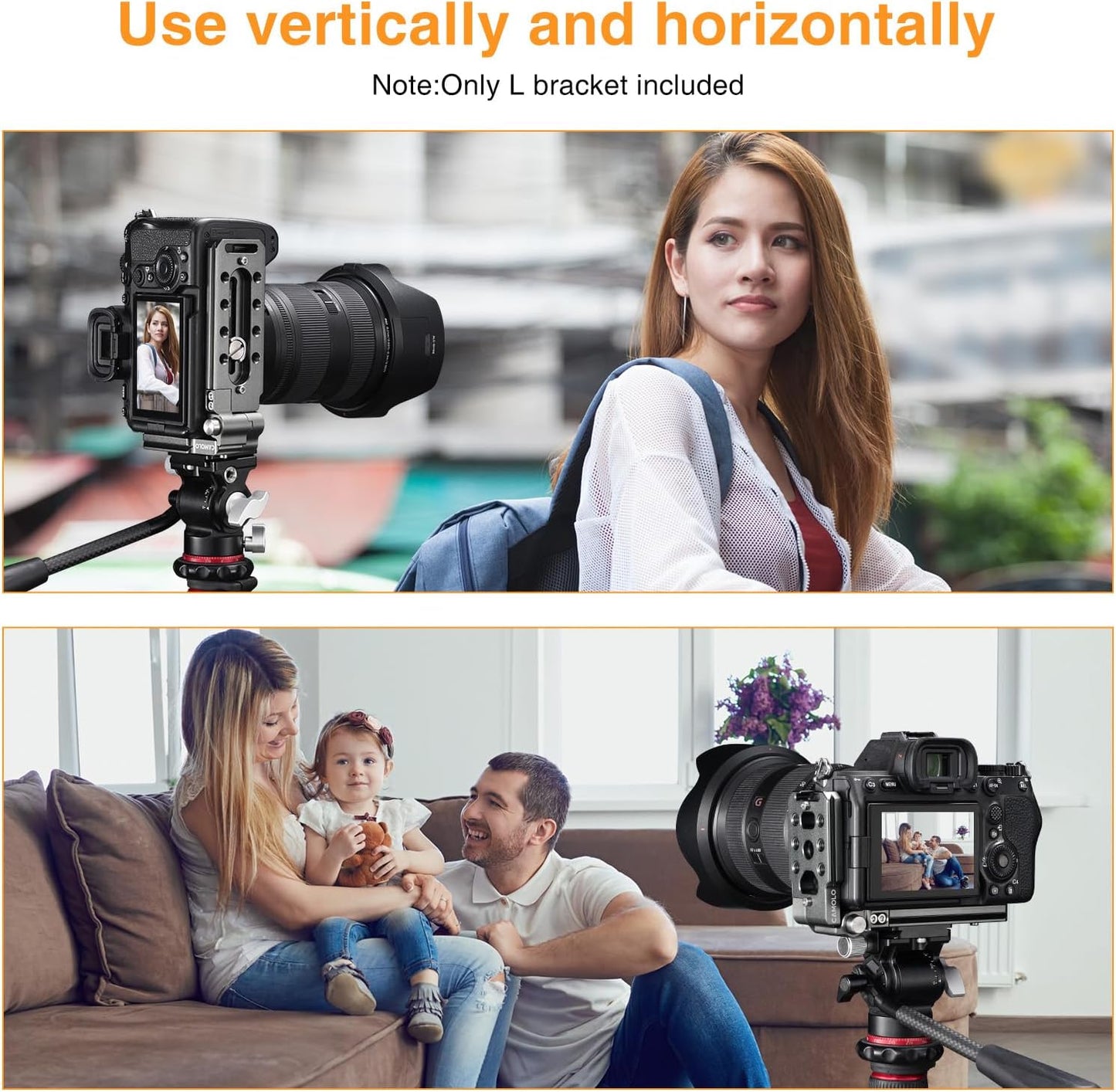 Foldable DSLR Camera L Bracket - Vertical & Horizontal Tripod with Quick Release Plate | Compatible with Canon, Nikon, Sony