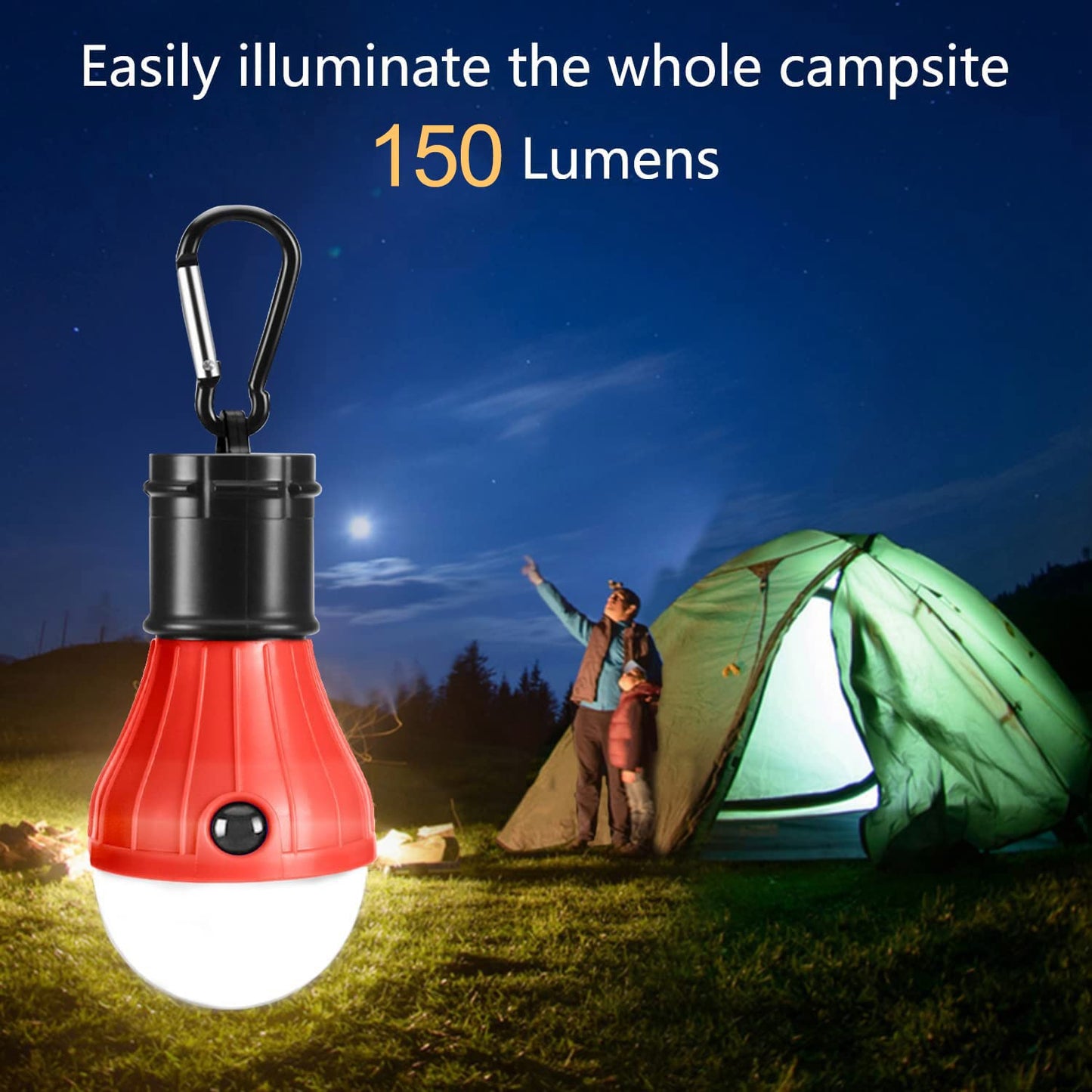 Camping Lights 5 Pack, PEMOTech Portable Camping Light 4 Lighting Modes, Battery Operated Hanging Tent Light LED Camping Tent Lantern Camping Equipment for Camping Hiking Backpacking Fishing Outage