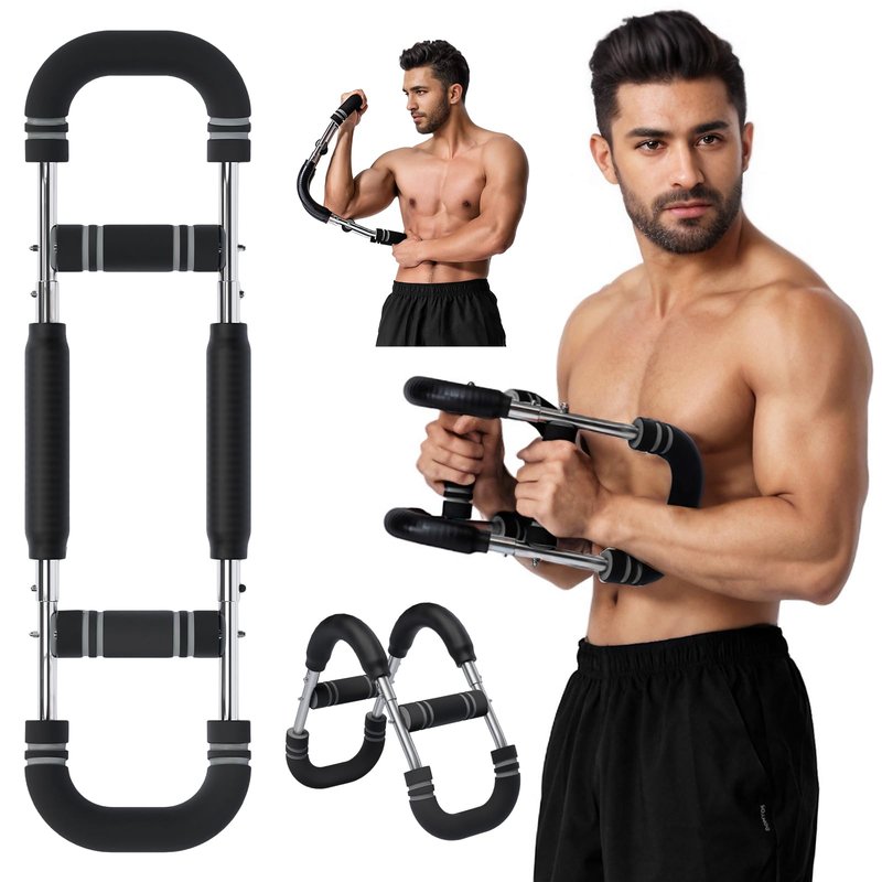 M Mike Sport Twister Arm Trainer, Adjustable Chest Workout Equipment, Twister Arm Chest Exerciser Home Gym Strength Trainer, Portable Detachable Spring Workout Bar Home Fitness Equipment,70-110lbs
