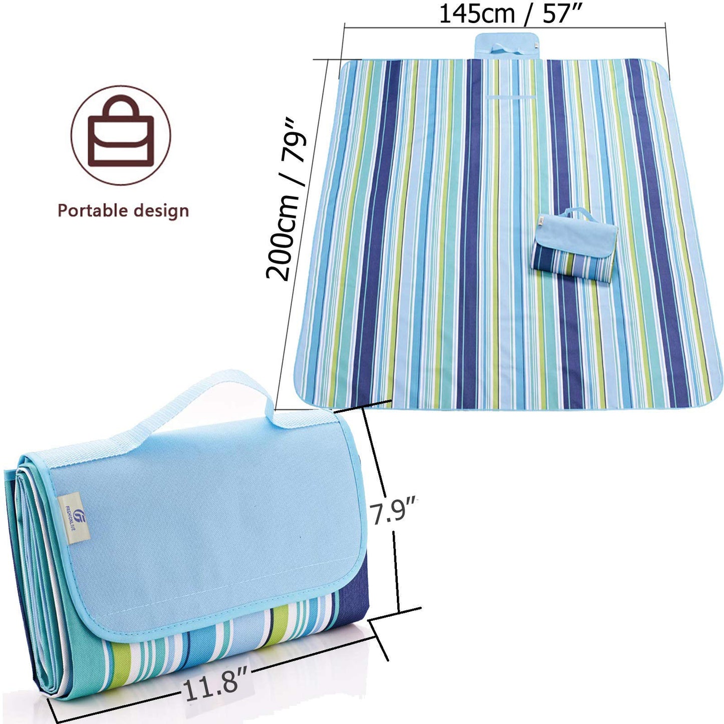 FashionLive Beach Blanket Extra Large Picnic Blanket Sandproof Waterproof Outdoor Indoor Blanket Lightweight Handy Mat Portable Beach Mat for Camping Hiking Travel Park Grass