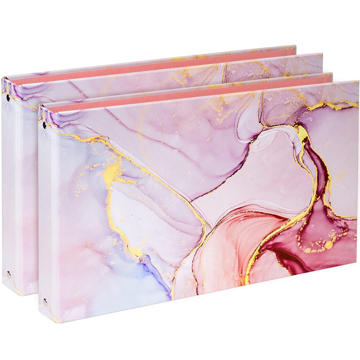 Legal-Size Binder, 8.5 x 14, 3 Ring Binder 1 Inch, Pink Marble, 2 PCS