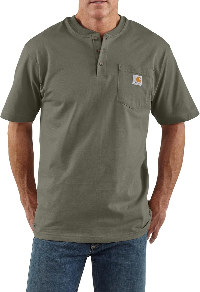 Carhartt Men's Loose Fit Dearborn Henley T-Shirt - Comfortable Cotton Blend | Casual Wear